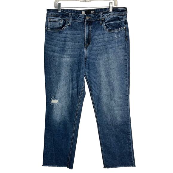 KUT From The Kloth Rachael Mom Jeans Distressed Raw Hem Medium Wash Size 14 - Picture 1 of 7
